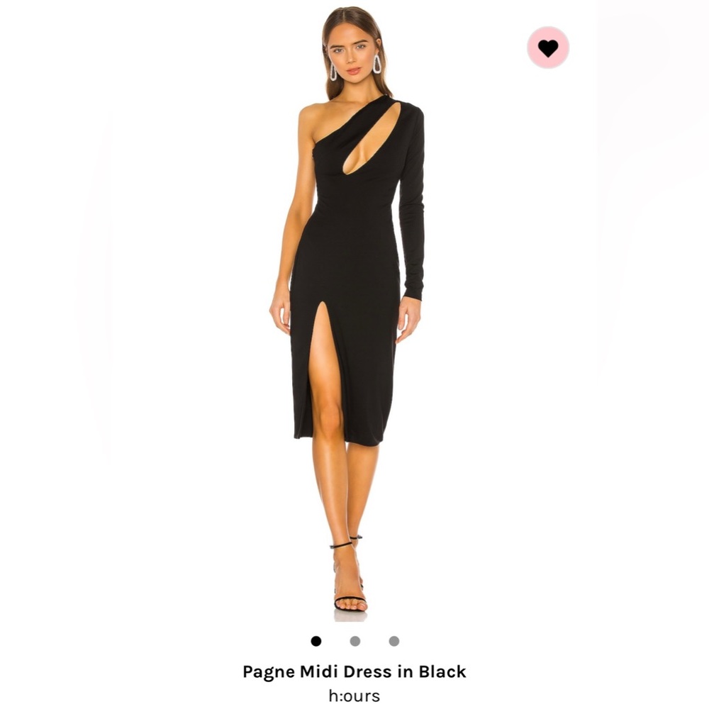 Hours one sleeved little black dress with high slit and asymmetrical bust cutout